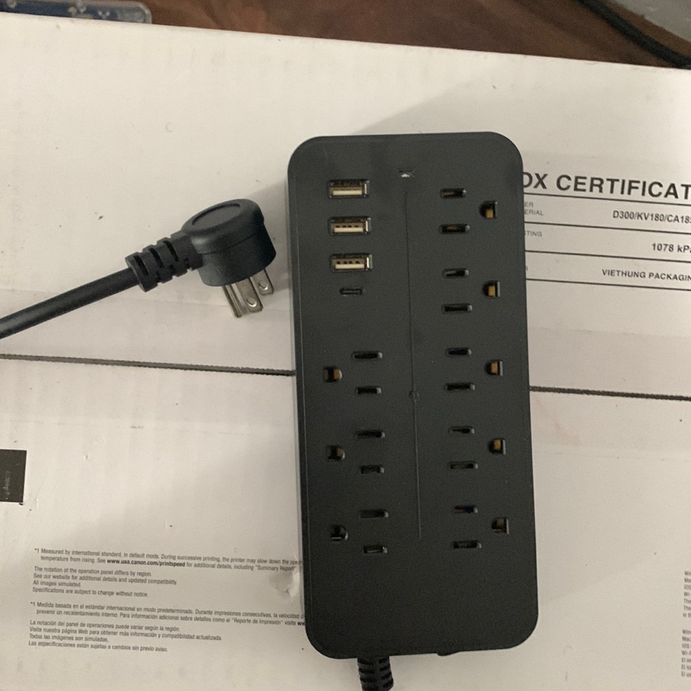 Power surge strip with 3 USB Ports